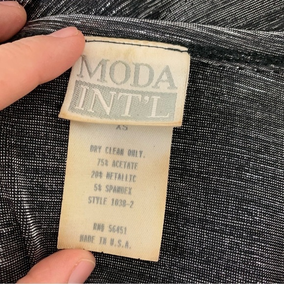 Vintage Moda International 90s Y2k Metallic Silver Lurex long sleeve top - Picture 13 of 15